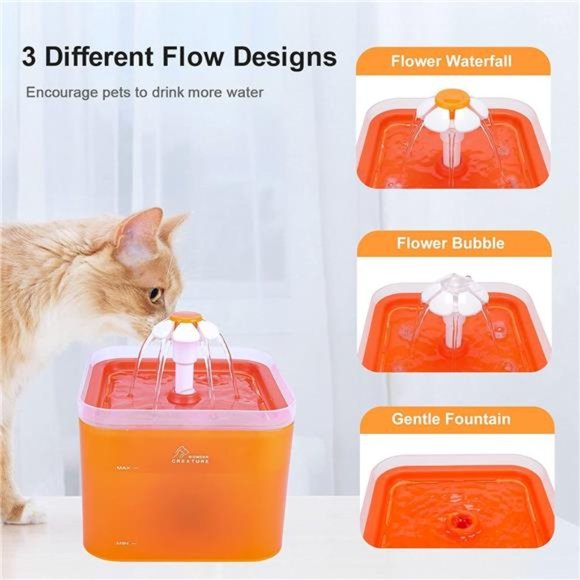 Pet Water Drinking Fountain,67oz/2L Automatic with LED Light and Filter for Cats - Picture 2 of 7